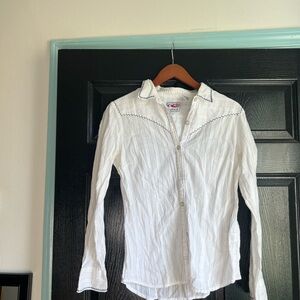Pretty vintage embroidered white cowgirl top y2k